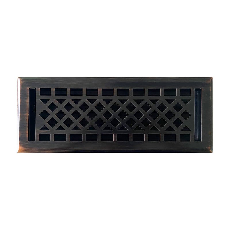 Empire Register Co، غطاء فتحة التهوية - 4x12 بوصة، تصميم فني وحرفي، لمسة نهائية من البرونز المطلي بالزيت، أغطية فتحات تهوية للأرضيات شديدة التحمل، أغطية فتحات تهوية معدنية مرفقة للأرضيات المنزلية فقط - Image 1